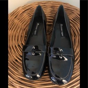 Etienne Aigner Black Parent Leather Flats.